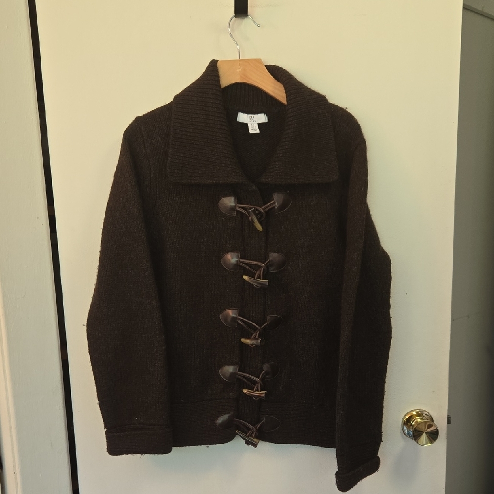 Vintage Gap Brown Wool Toggle Button Cardigan - image 1